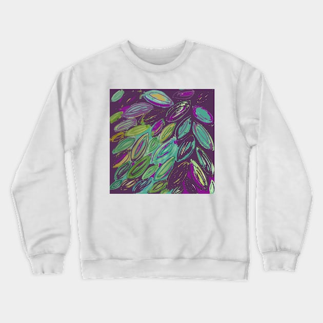 Watercolor Leaves in Purple Teal Blue Gold Crewneck Sweatshirt by djrunnels